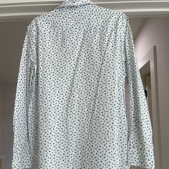 Frank & Eileen relaxed fit cotton Button-Up shirt with blue heart pattern - Picture 5 of 6